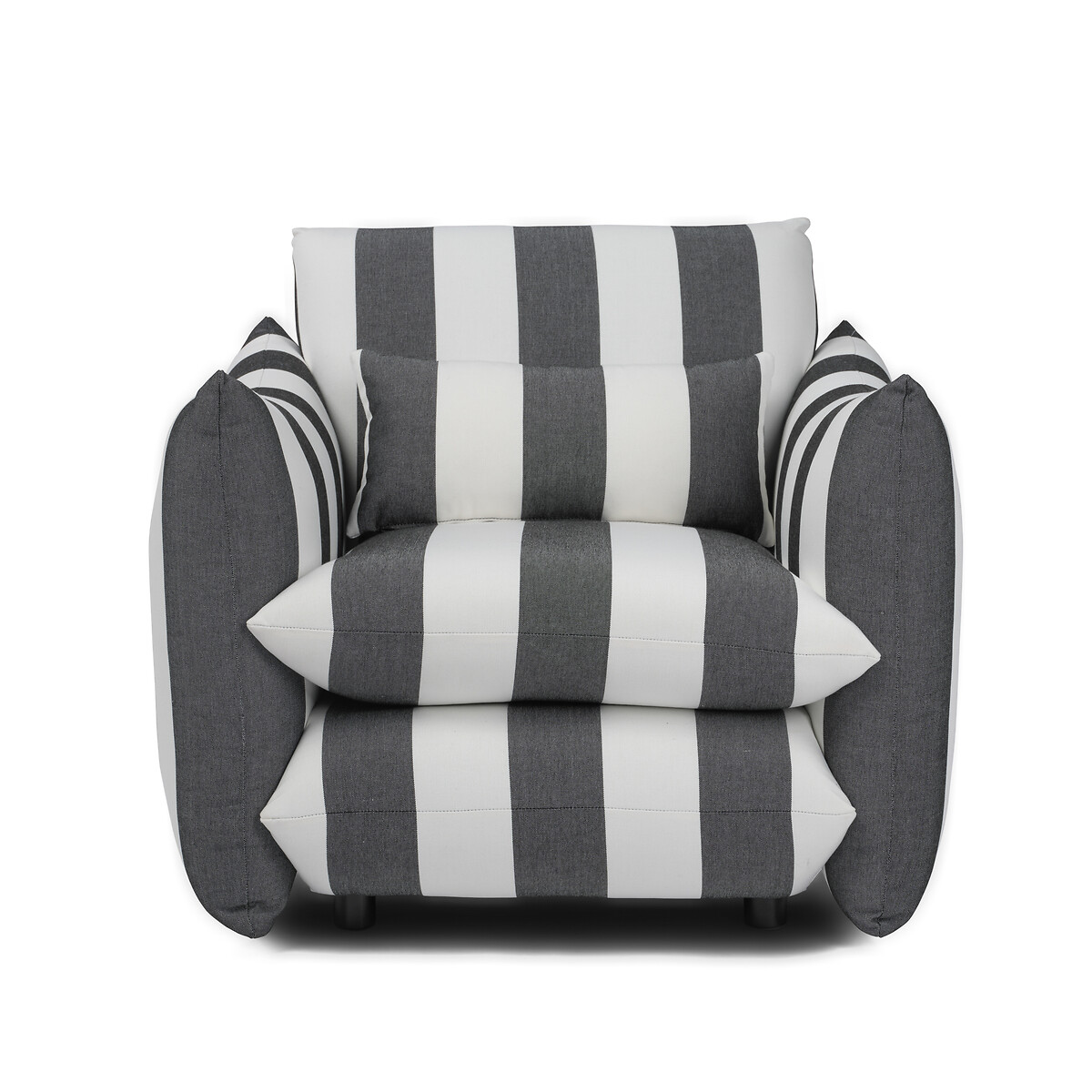 Saxon Stripy Double-Cushioned  Snuggle Chair white/black stripes, ÉDITÉ