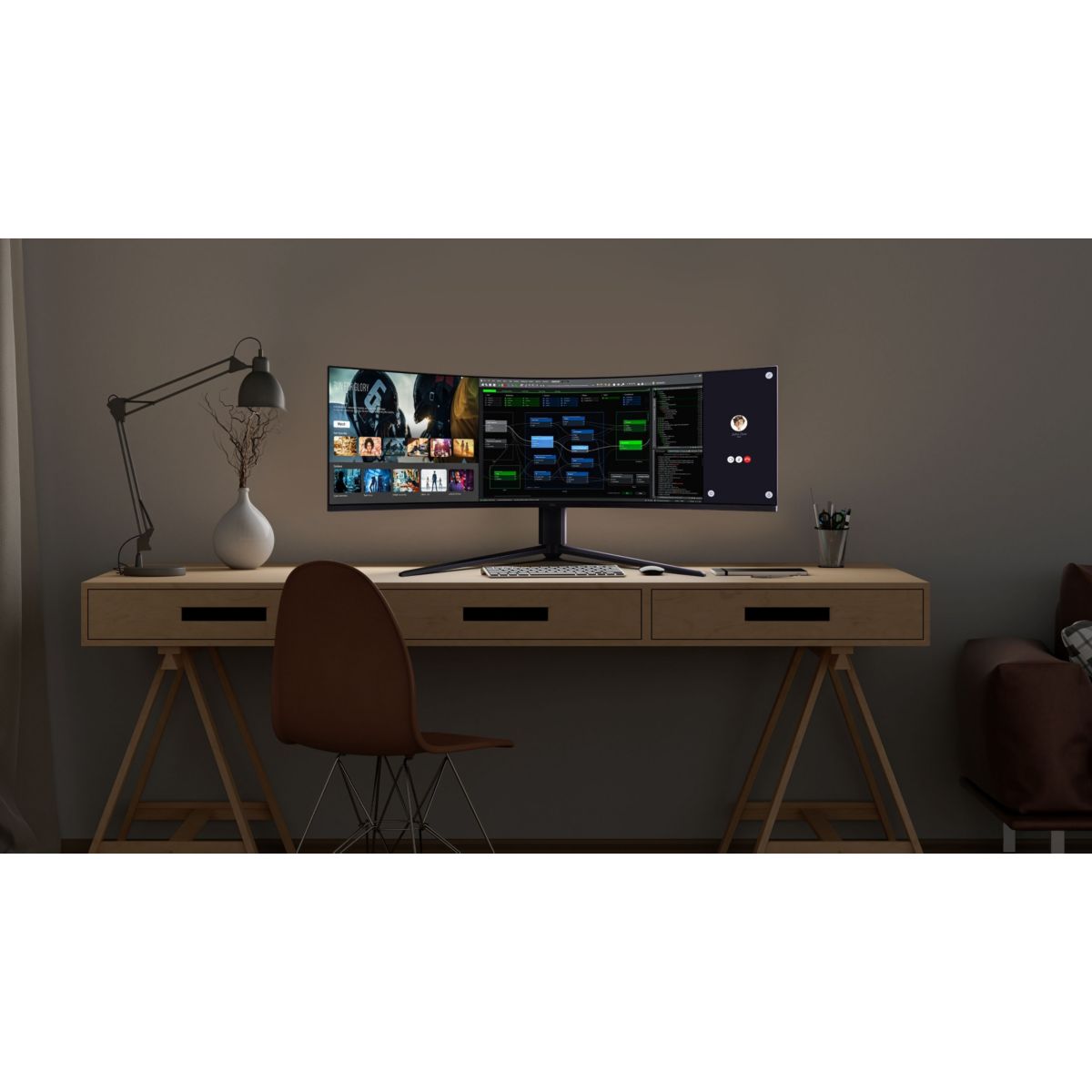 Ecran PC Gamer 57R94 57" Incurvé 1000R DUHD 120Hz VA MiniLED HDR 1000 AMD FreeSync couleur unique, TCL