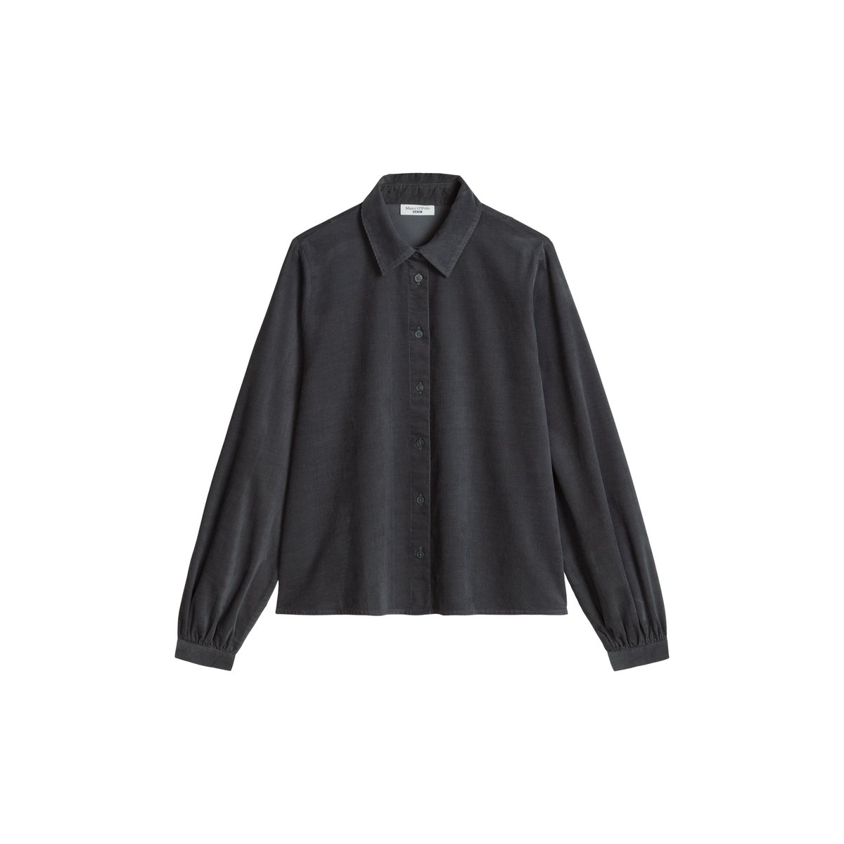 Chemisier à manches longues en velours côtelé fin, coupe regular en coton biologique gris, MARC O’POLO DENIM