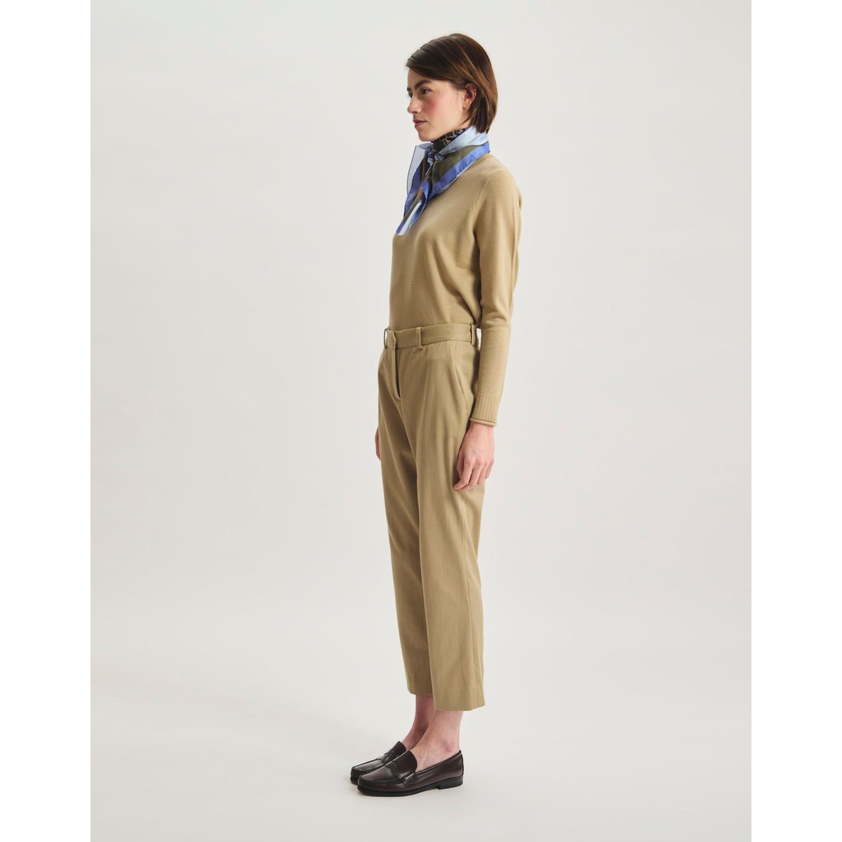 Pantalon Audrey en coton beige, INES DE LA FRESSANGE PARIS