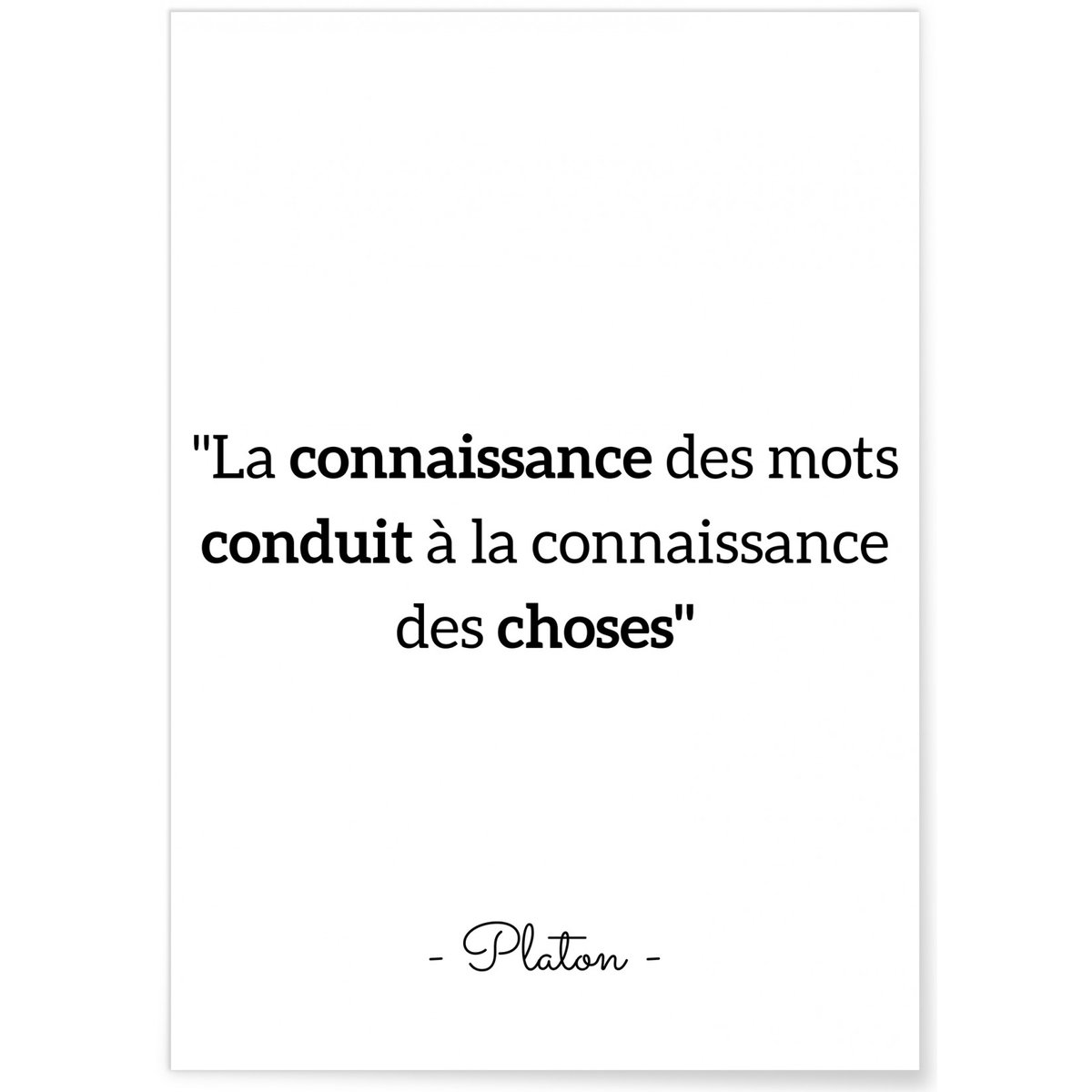 Affiche Platon : 'La connaissance des mots' blanc, L'AFFICHERIE