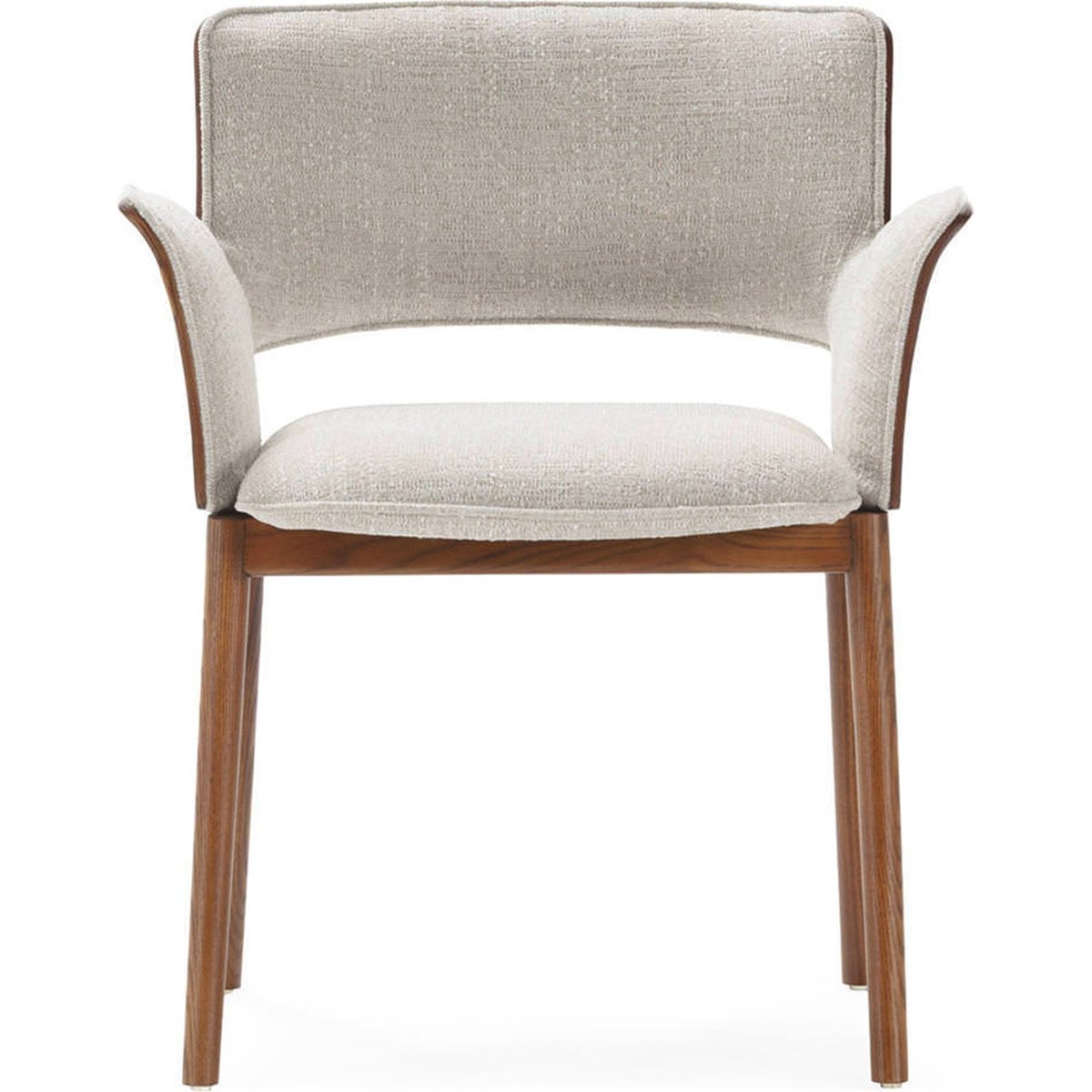 Chaise en bois et tissu noyer et blanc cassé, RECOLLECTION