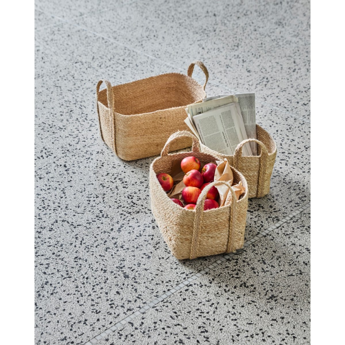 Lot de 3 paniers de rangement Stella h 17 cm nature, HOUSE DOCTOR