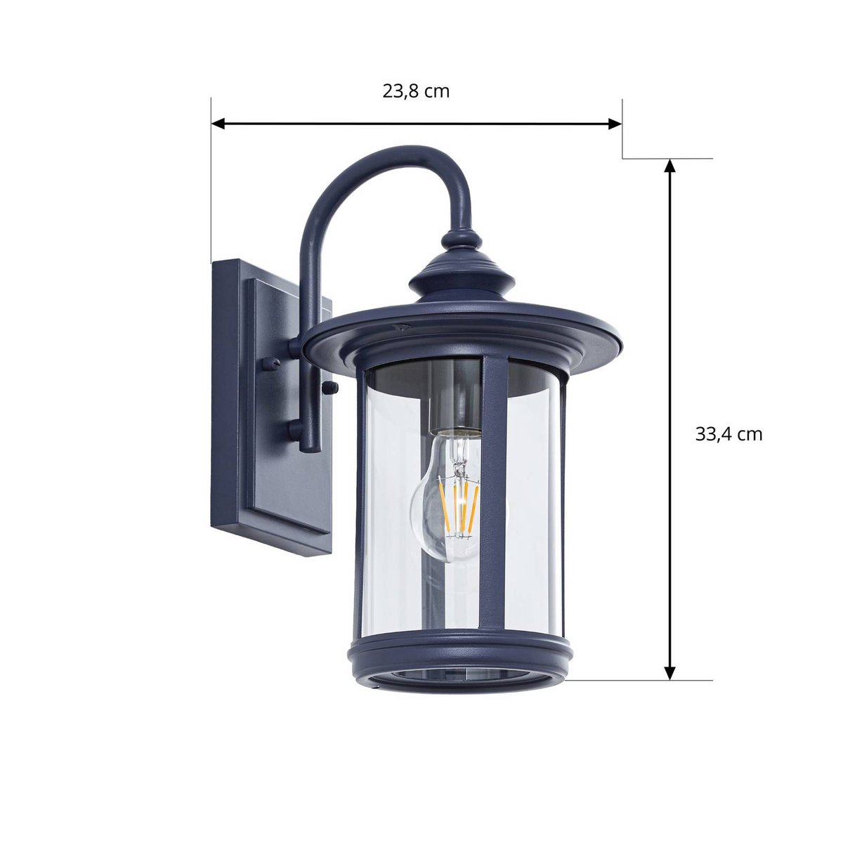 Applique extérieure en aluminium antique bleu, transparent, LINDBY