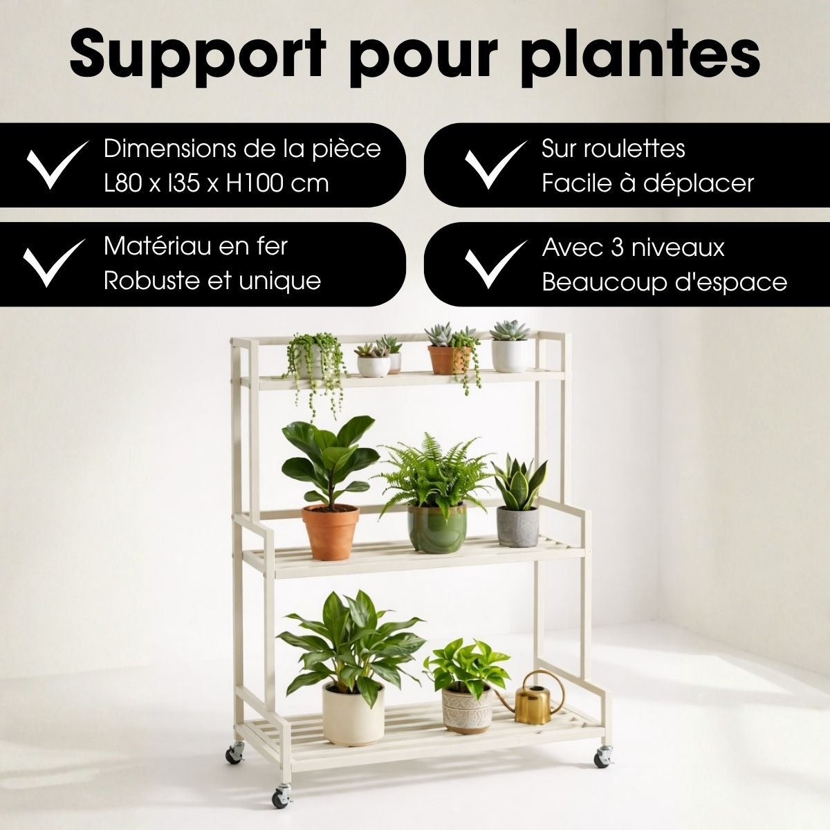 Support pour plantes GREENRAX blanc cassé, MICA DECORATIONS