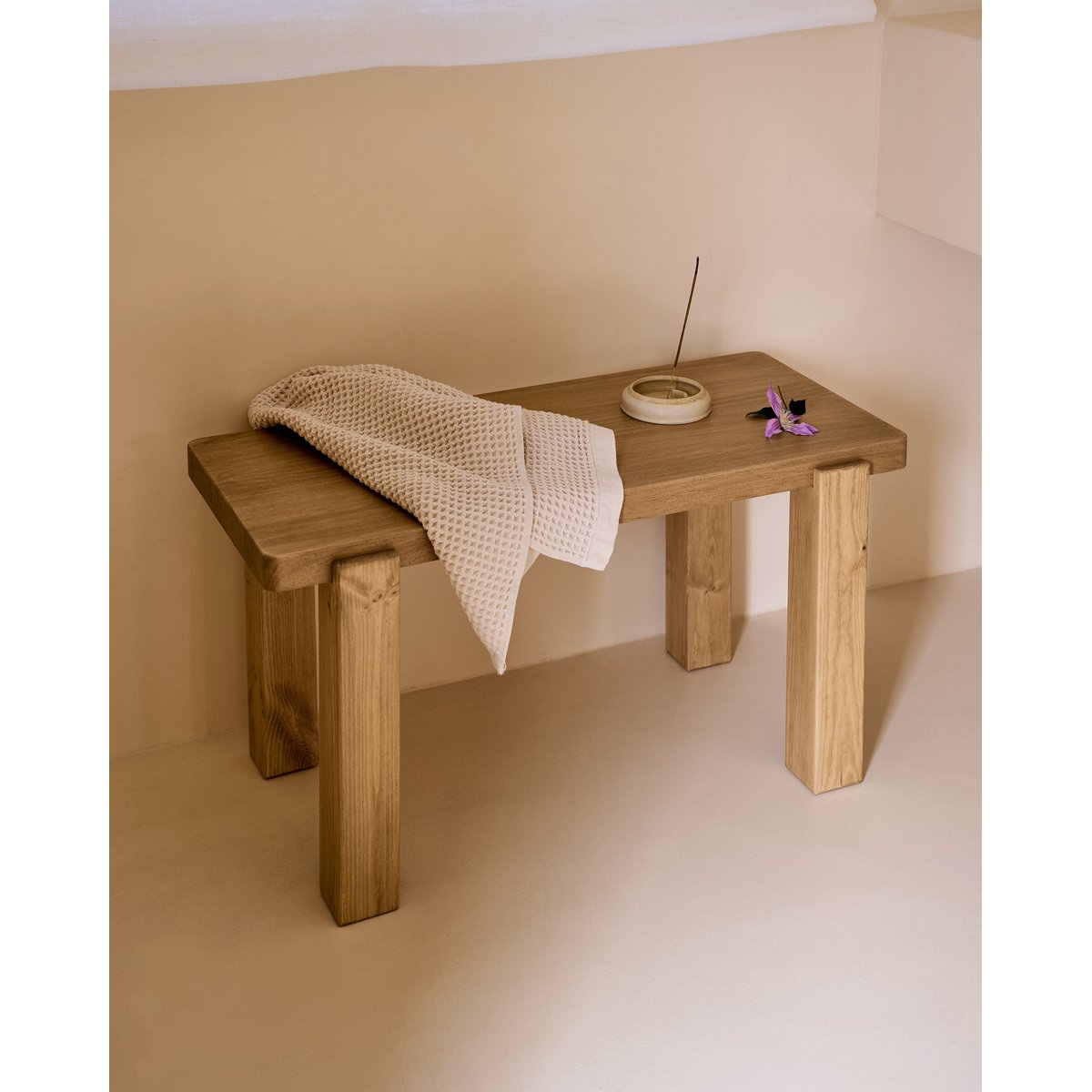 Banc en bois naturel 80 cm - BUSK naturel, HANNUN