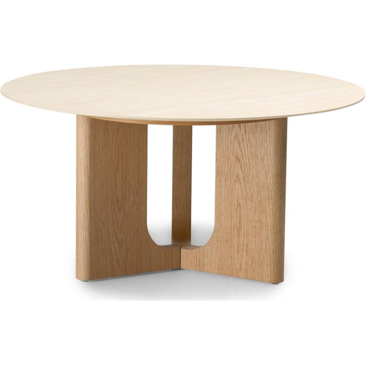 Table basse ronde KLIMANTO effet travertin beige travertin et chêne, RECOLLECTION