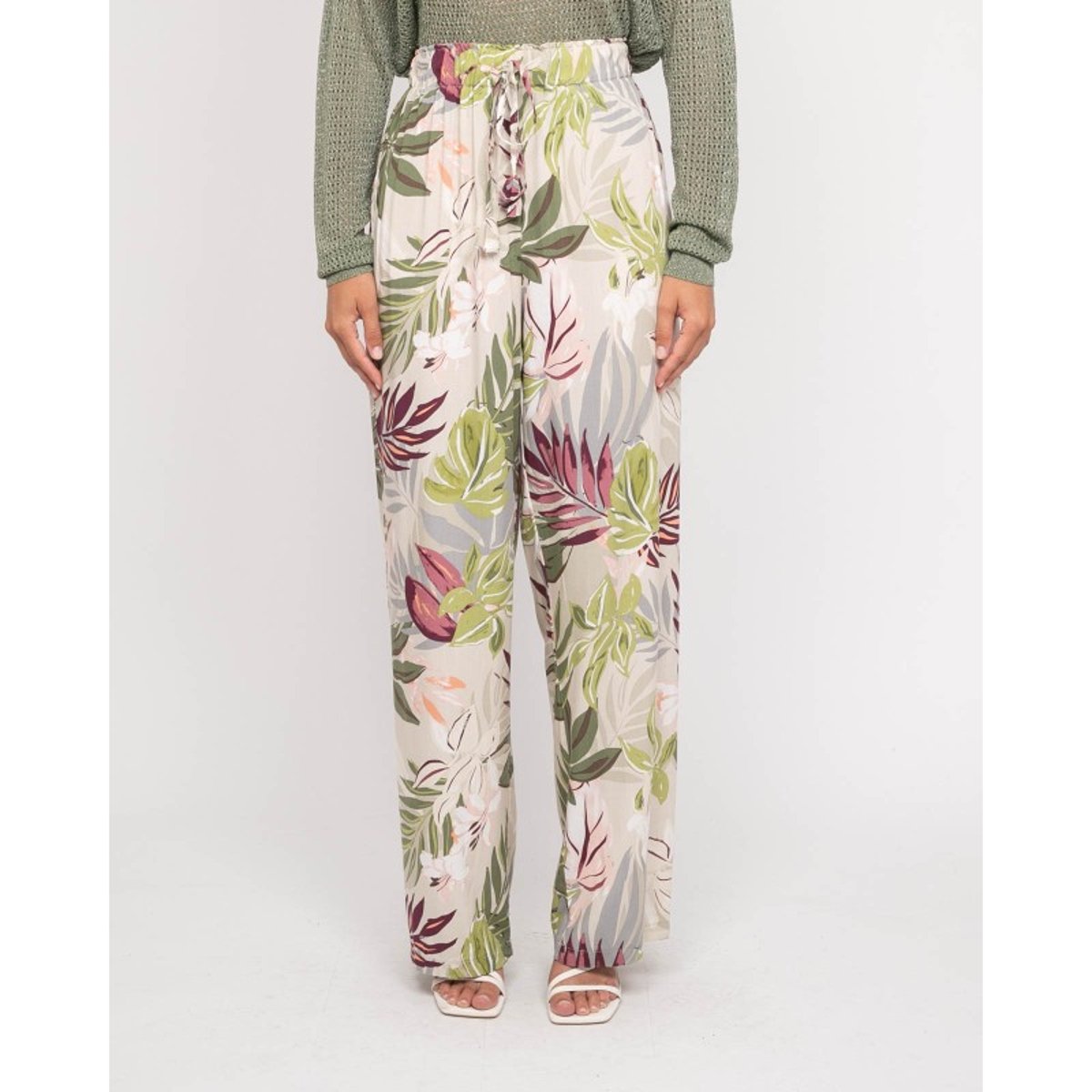 Pantalon Fluide Motifs Etiana beige, DONA LISA
