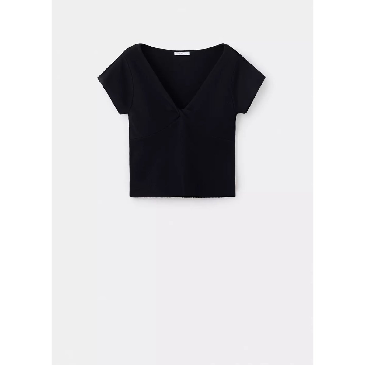 Top en maille col V noir, MANGO TEEN