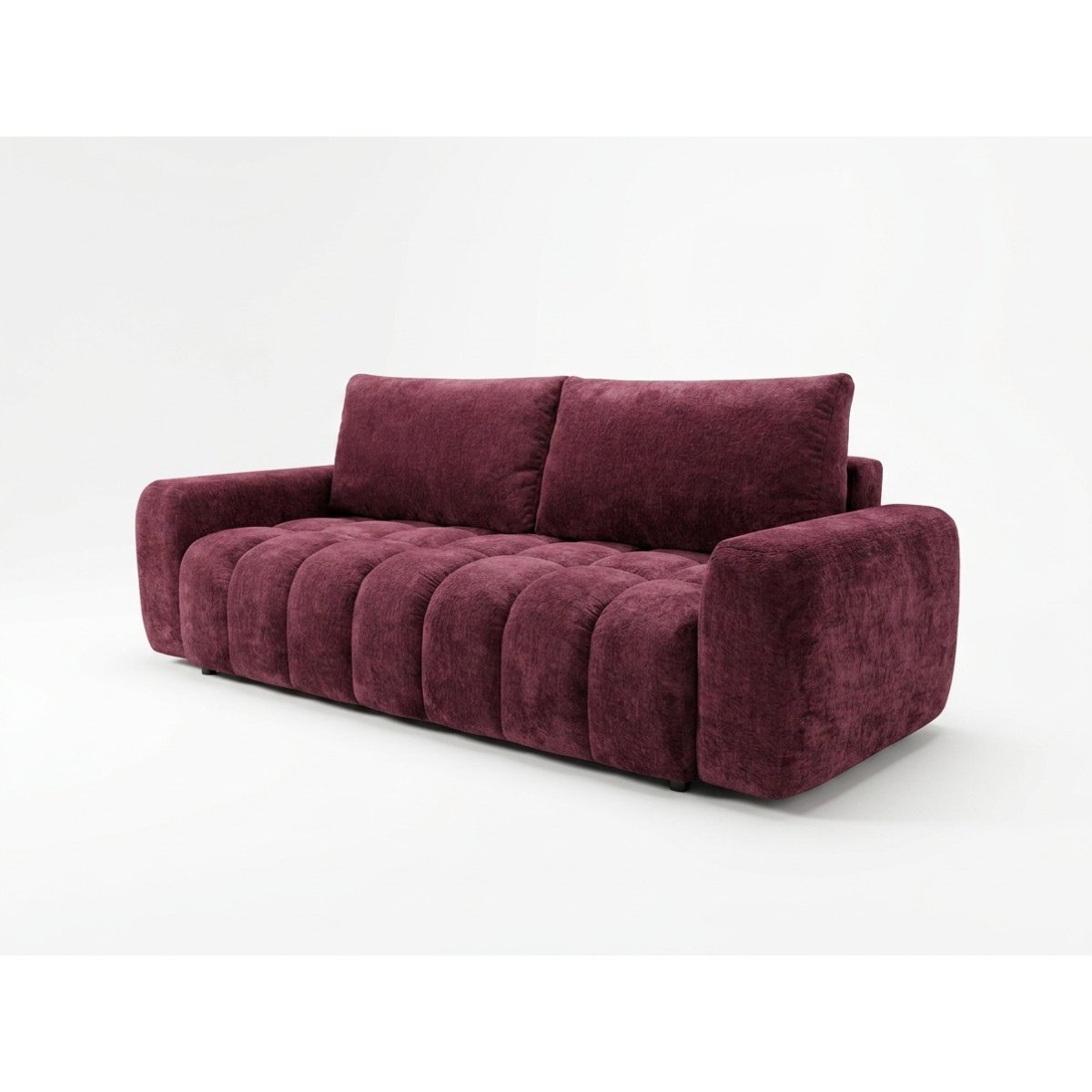 Canapé droit convertible 3 places en tissu lisse, JULES rouge, BOBOCHIC