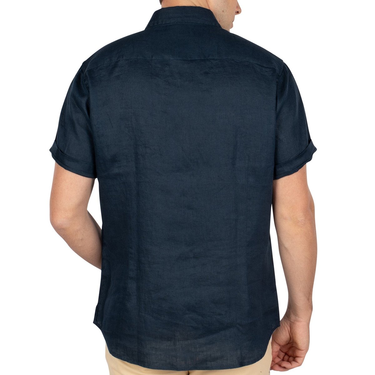 Chemise en lin manches courtes navy, SHILTON