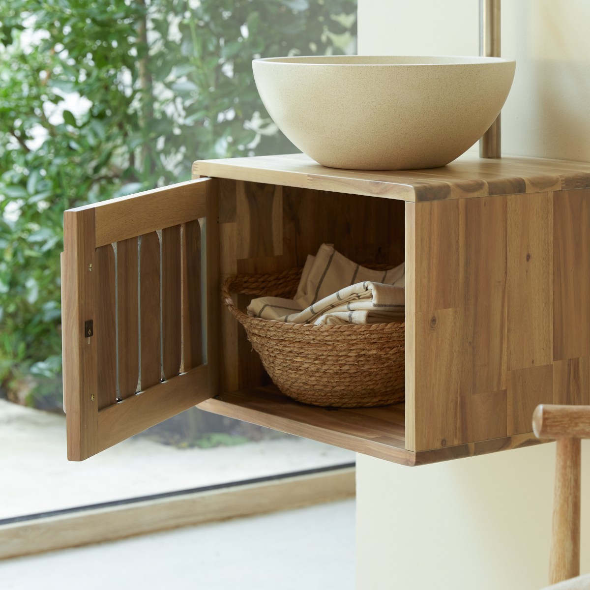 Meuble Salle De Bain en Acacia massif, LILA naturel, TIKAMOON