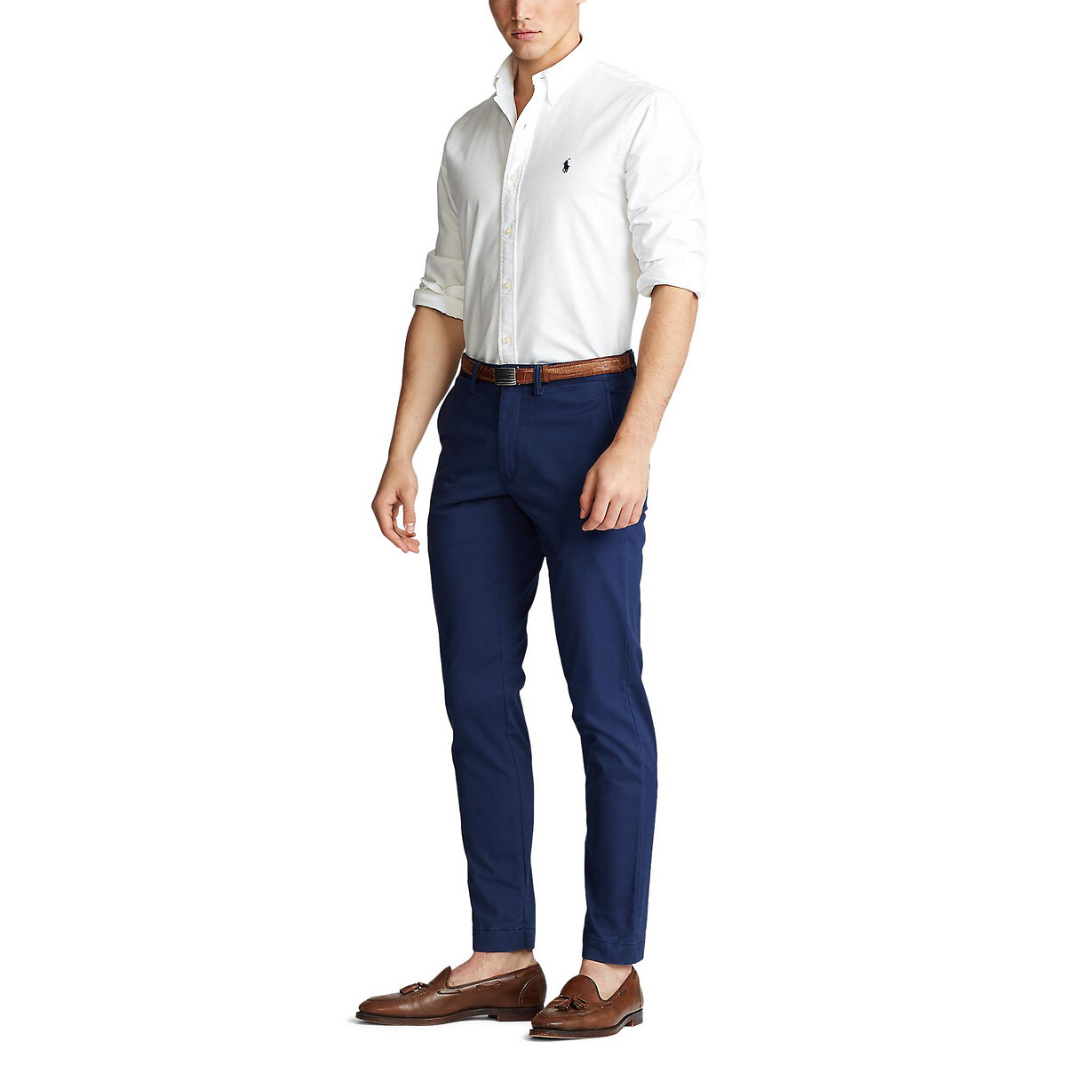 Chemise Oxford ajustée teinte en pièce blanc, POLO RALPH LAUREN
