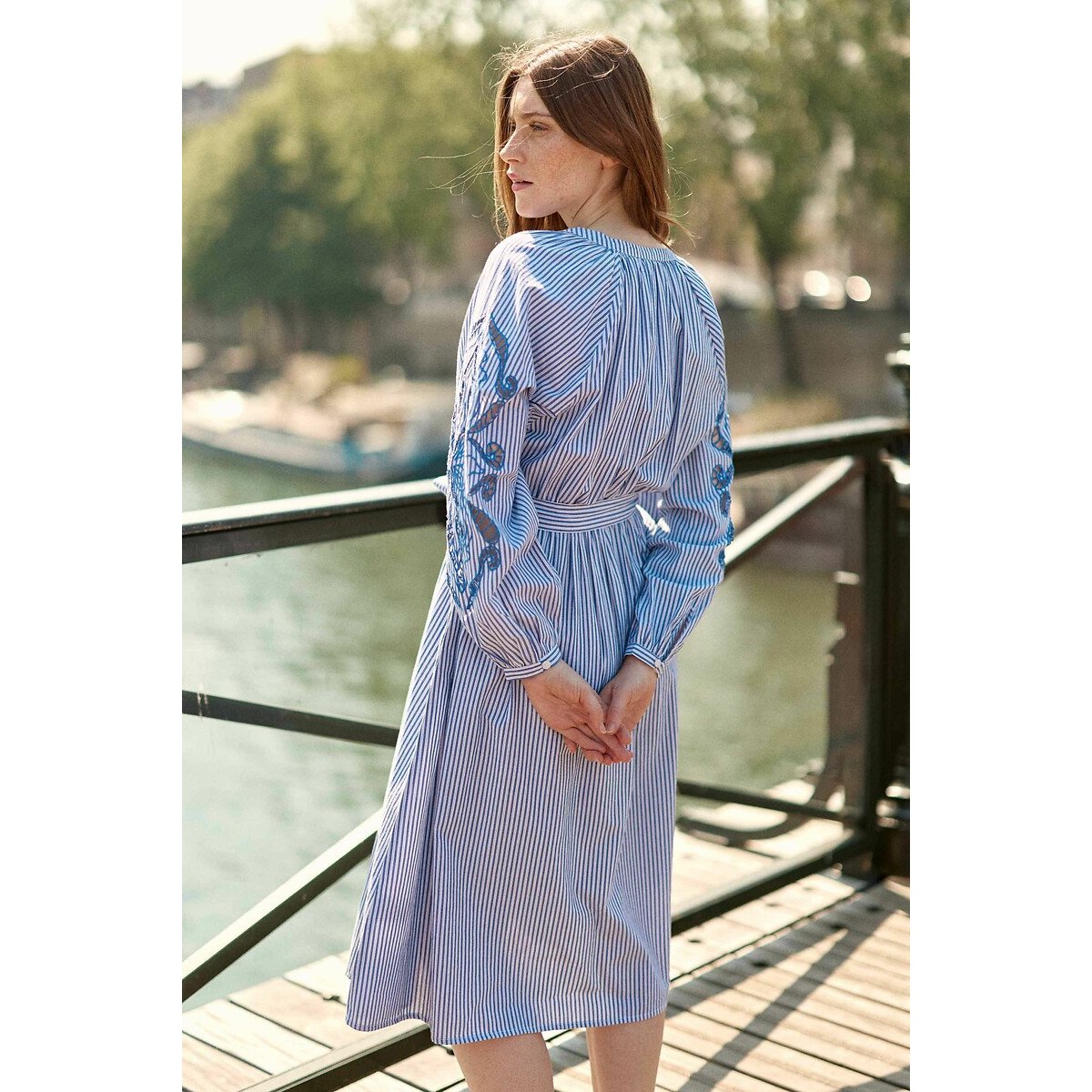 Raby Striped Long Sleeve Dress blue striped/white, LA PETITE ETOILE
