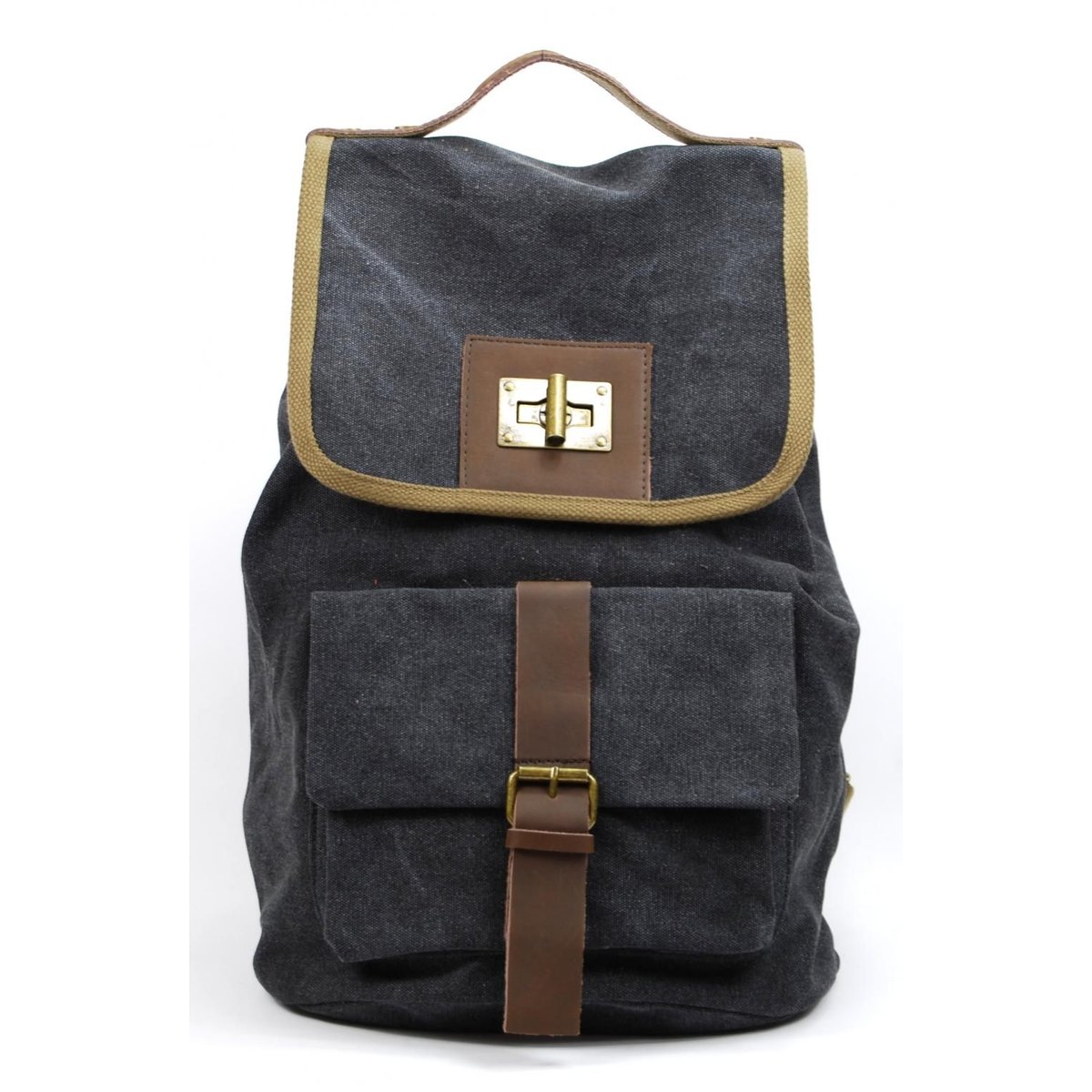 Sac à dos en cuir et toile TAMOE noir, OH MY BAG