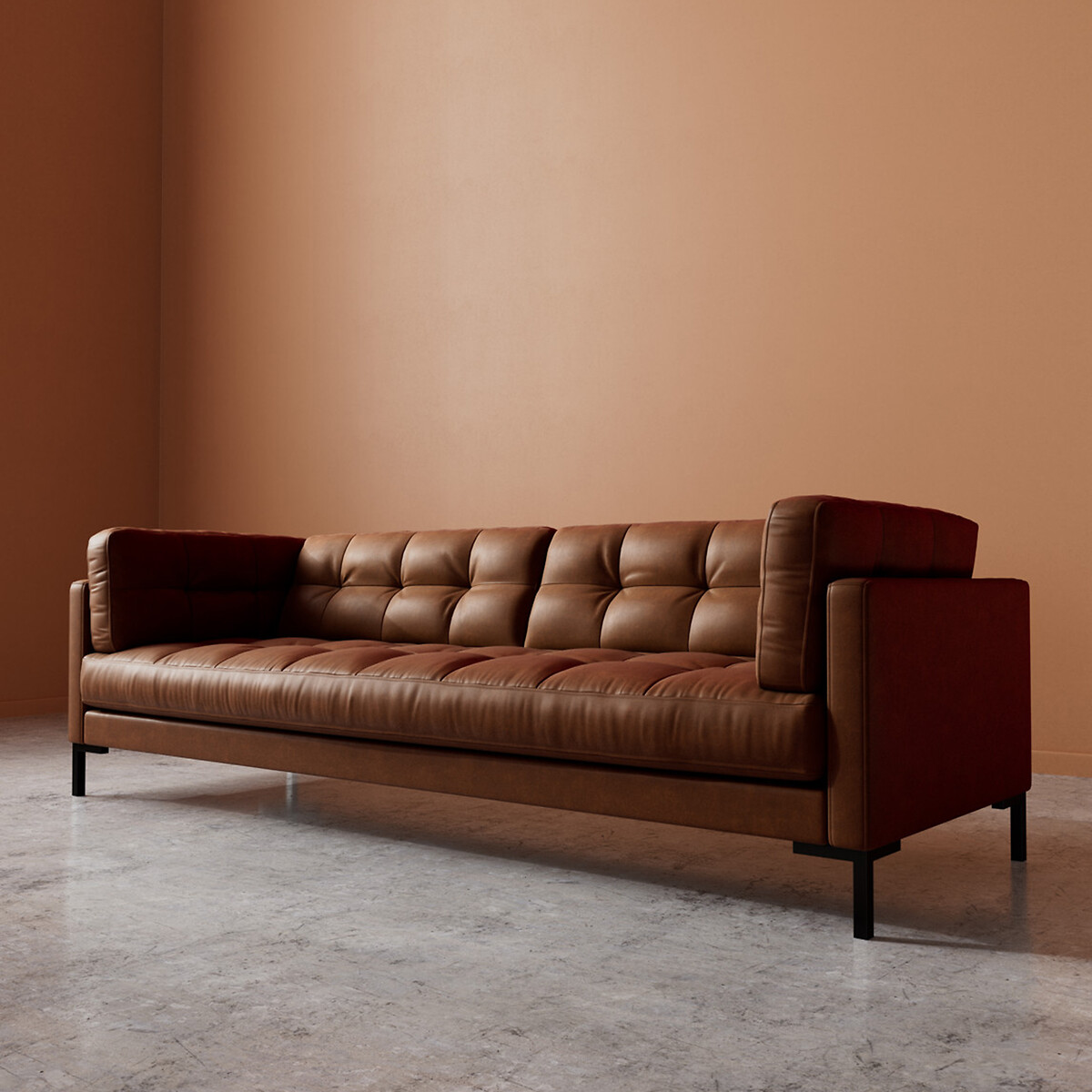 Landau Smart Leather 2/3/4 Seater Sofa tan, SWOON