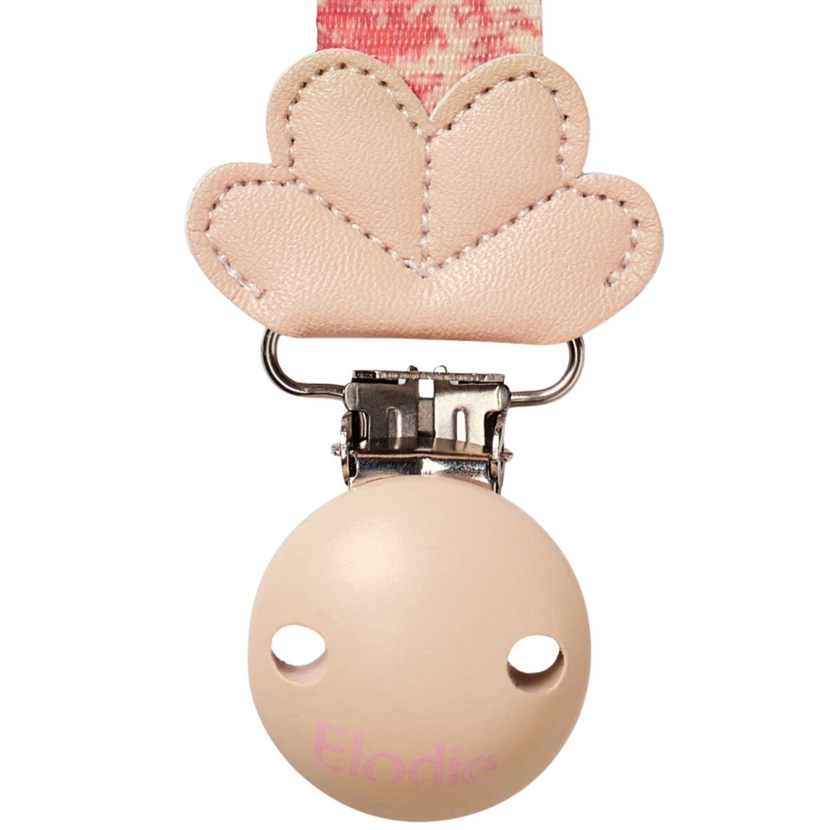 Attache sucette Wood rose, marron, blanc, ELODIE DETAILS