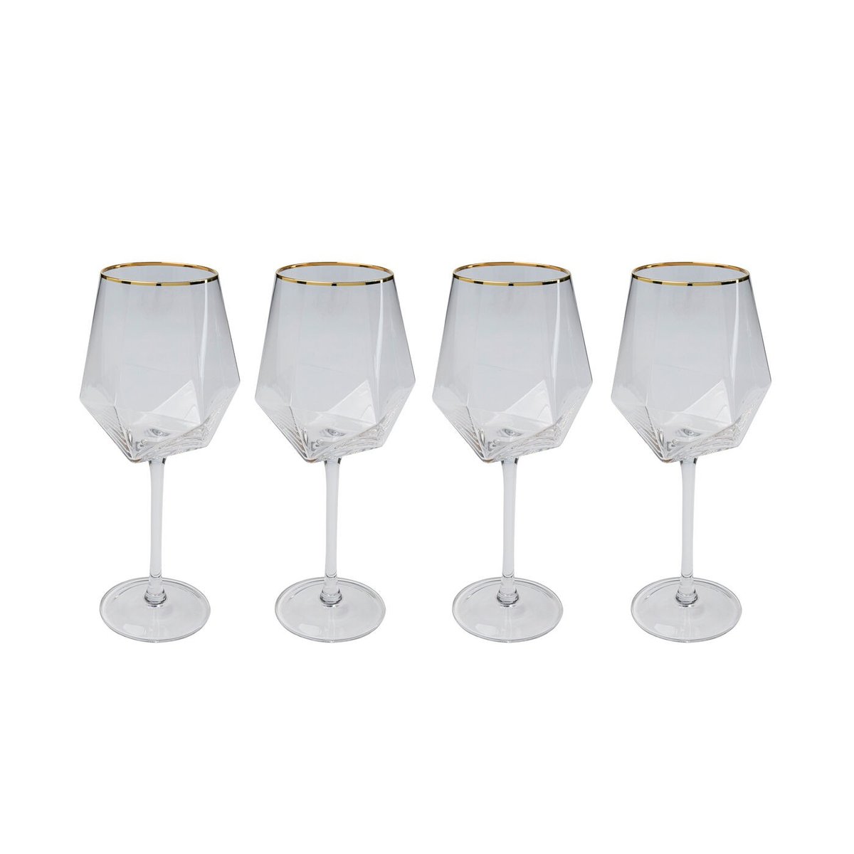 Lot de 4 verres à vin à bordure, DIAMOND or, KARE DESIGN