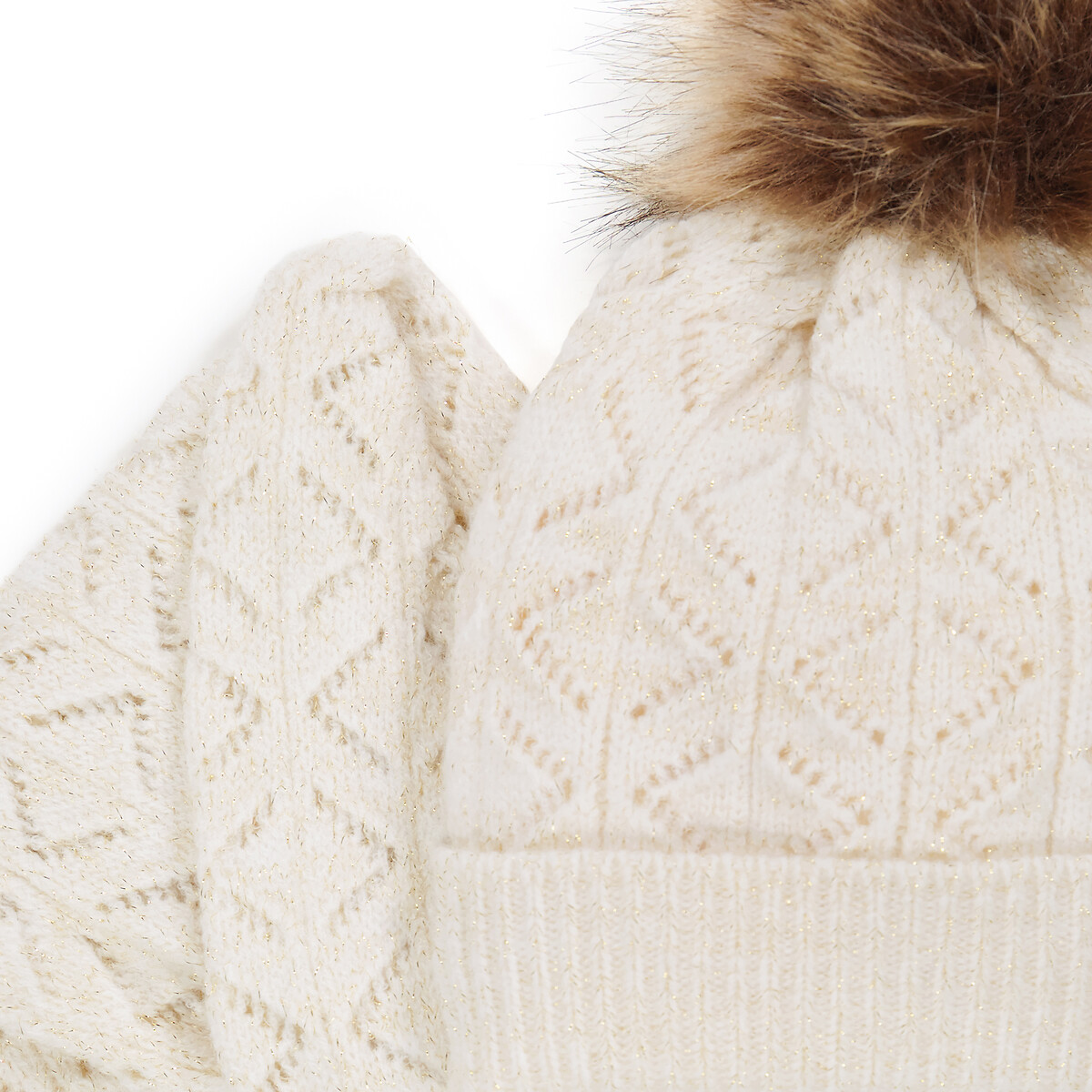 Ensemble bonnet et snood maille pointelle ecru, LA REDOUTE COLLECTIONS