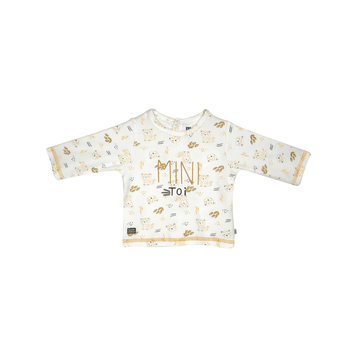Ensemble tee shirt pantalon bavoir gibson maille manches longues naissance beige, SUCRE D'ORGE