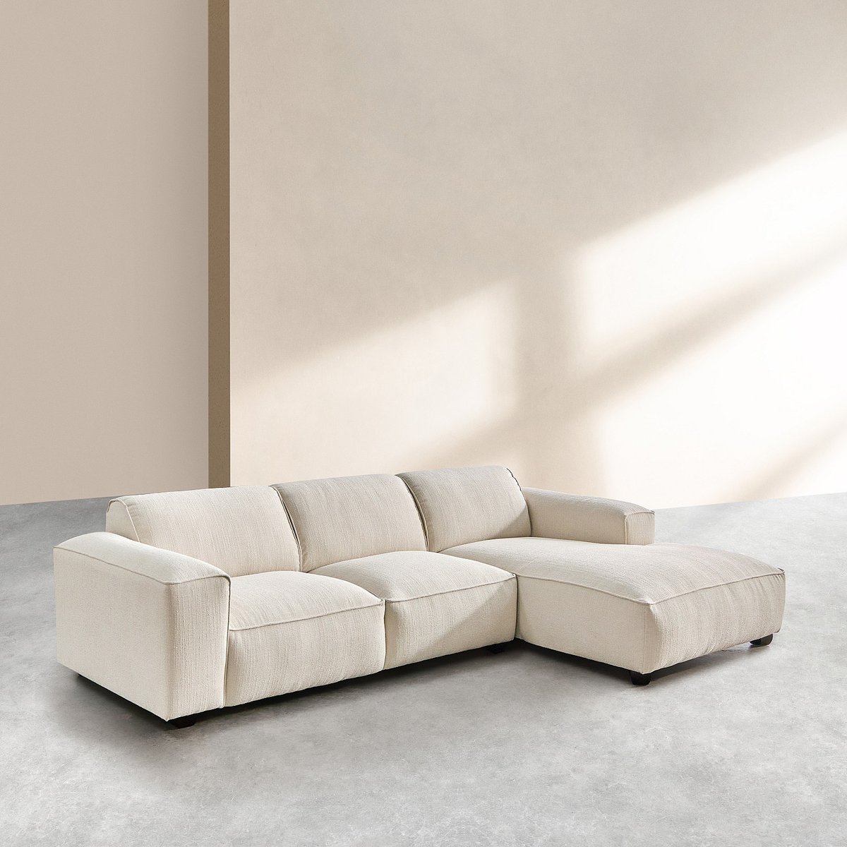 Canapé d'angle en tissu bouclette courte POSADA ll ivoire, HABITAT