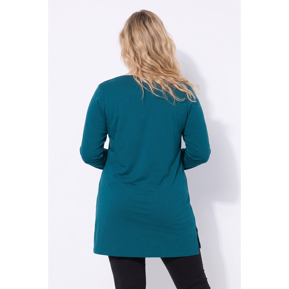 T-shirt avec strass fantaisie vert pétrole, ULLA POPKEN