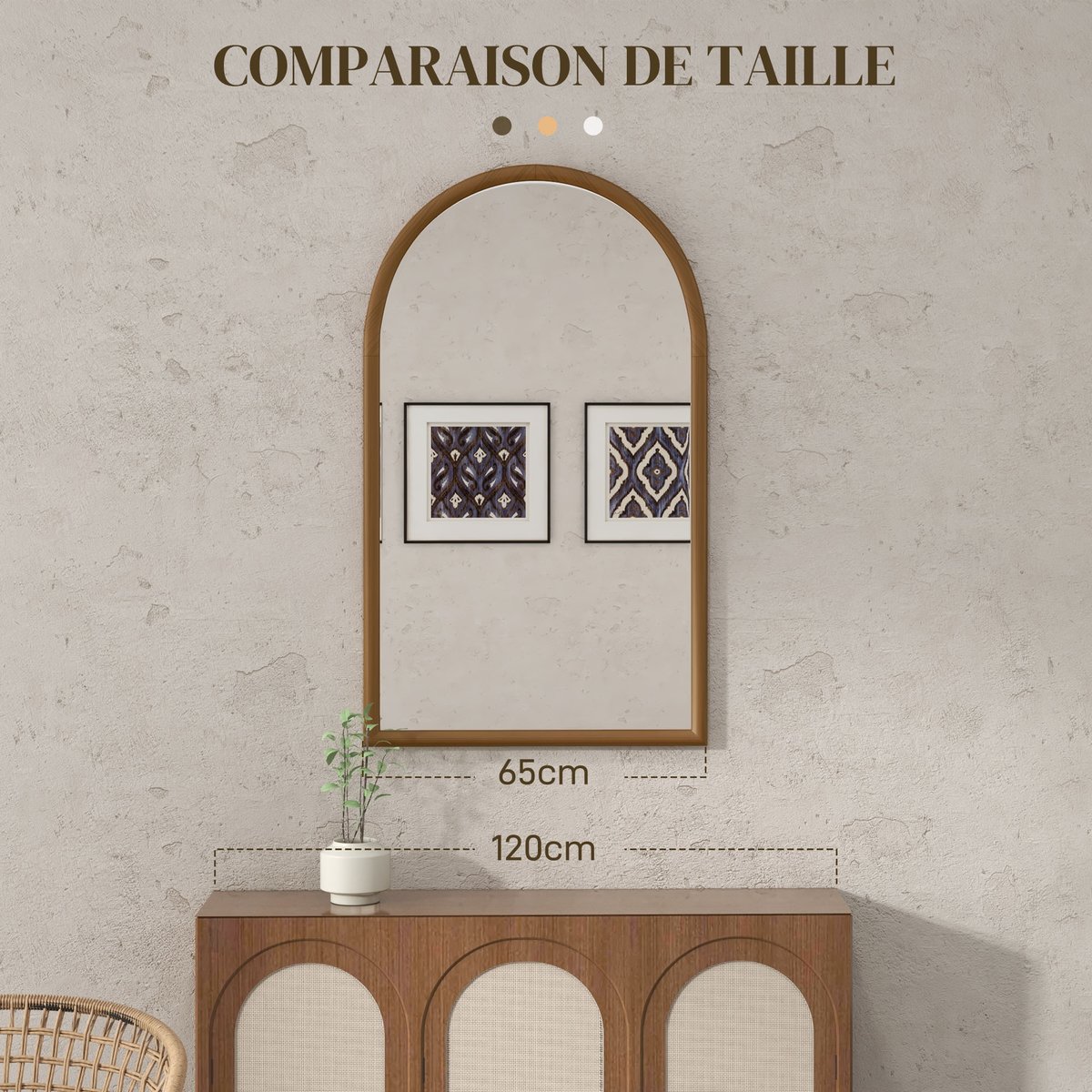 Miroir mural Verre Marron marron, HOMCOM