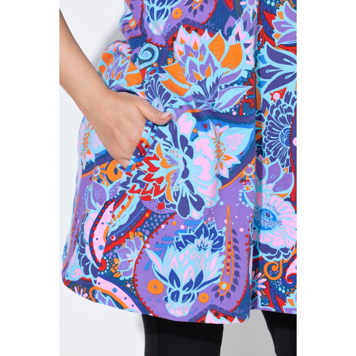 T-shirt long avec imprimé, poches violet, ULLA POPKEN