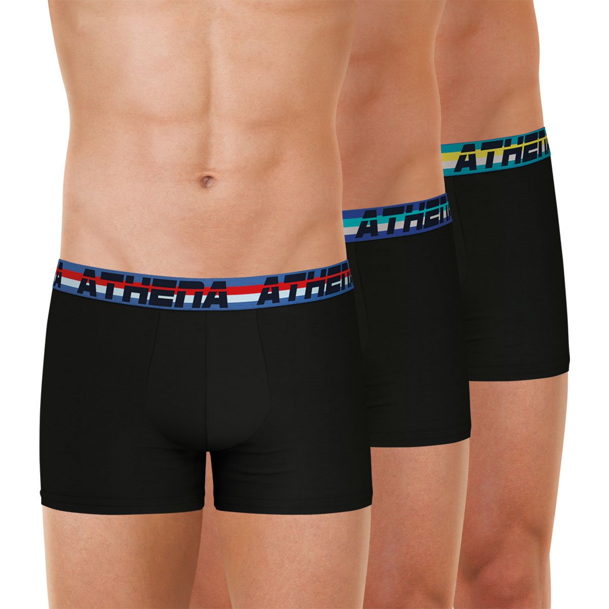 Lot de 3 boxers Full Stretch noir + rouge + noir, ATHENA