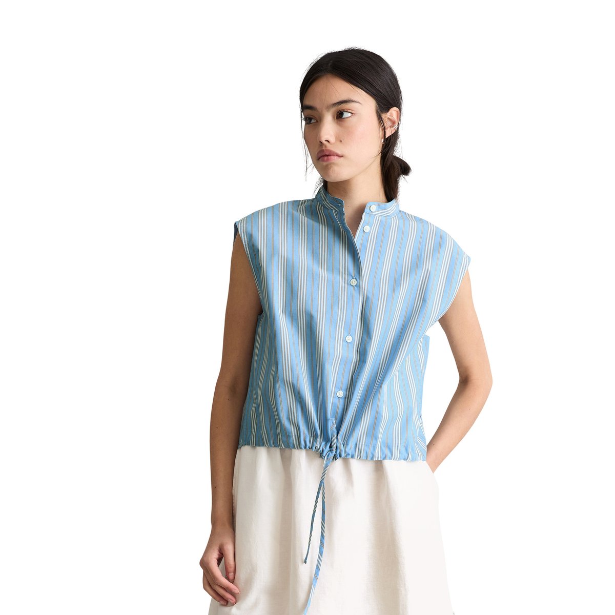Blouse rayée relaxed en popeline Papertouch bleu, MARC O’POLO DENIM