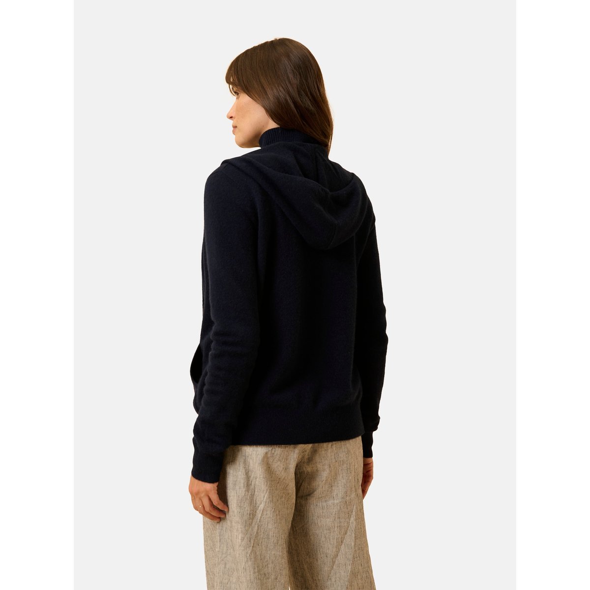Gilet Zippé Capuche Navy Debbie bleu foncé, JUST CASHMERE