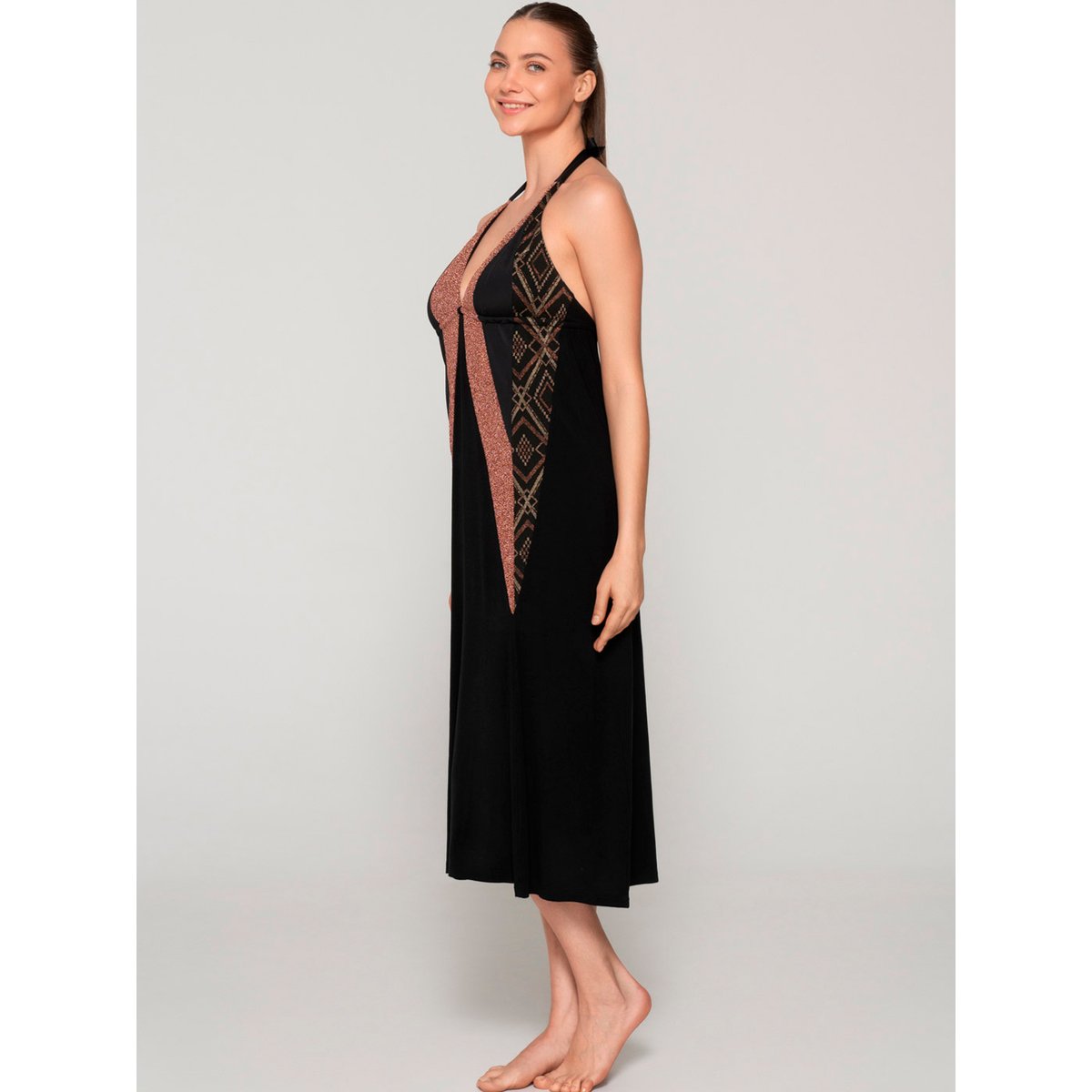 Robe longue estivale décolleté V MANHATTAN imprimé, LUNA SPLENDIDA