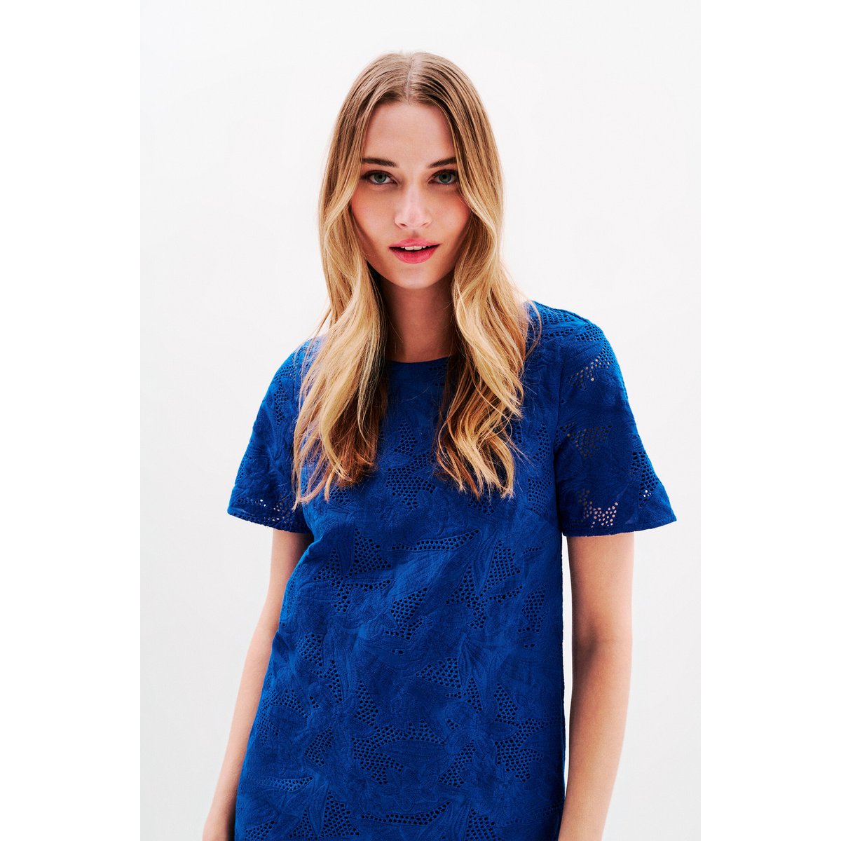 Robe droite en dentelle CALVIE bleu roi, CAROLL