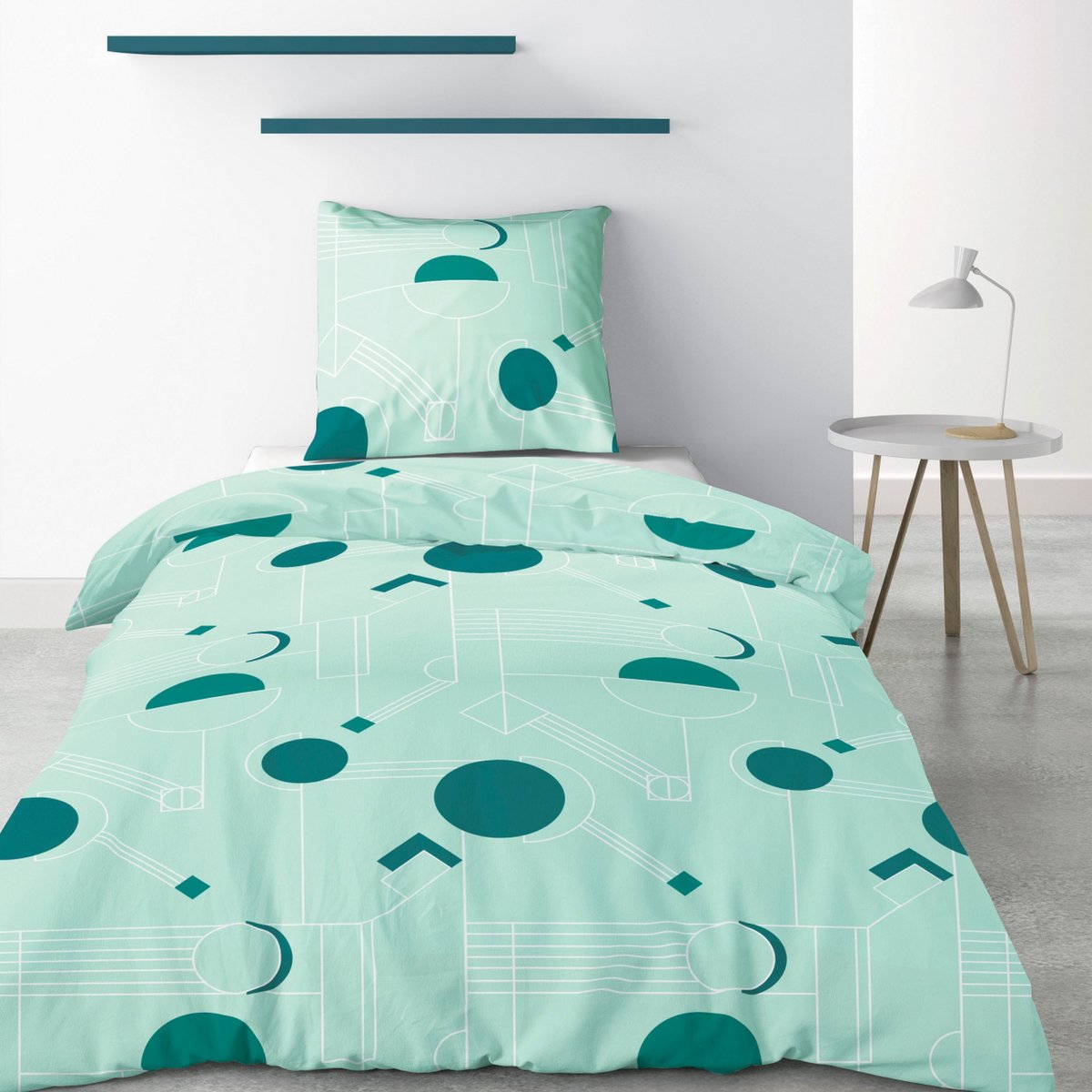 Parure de lit - housse de couette en microfibre imprimée vert, EDEN