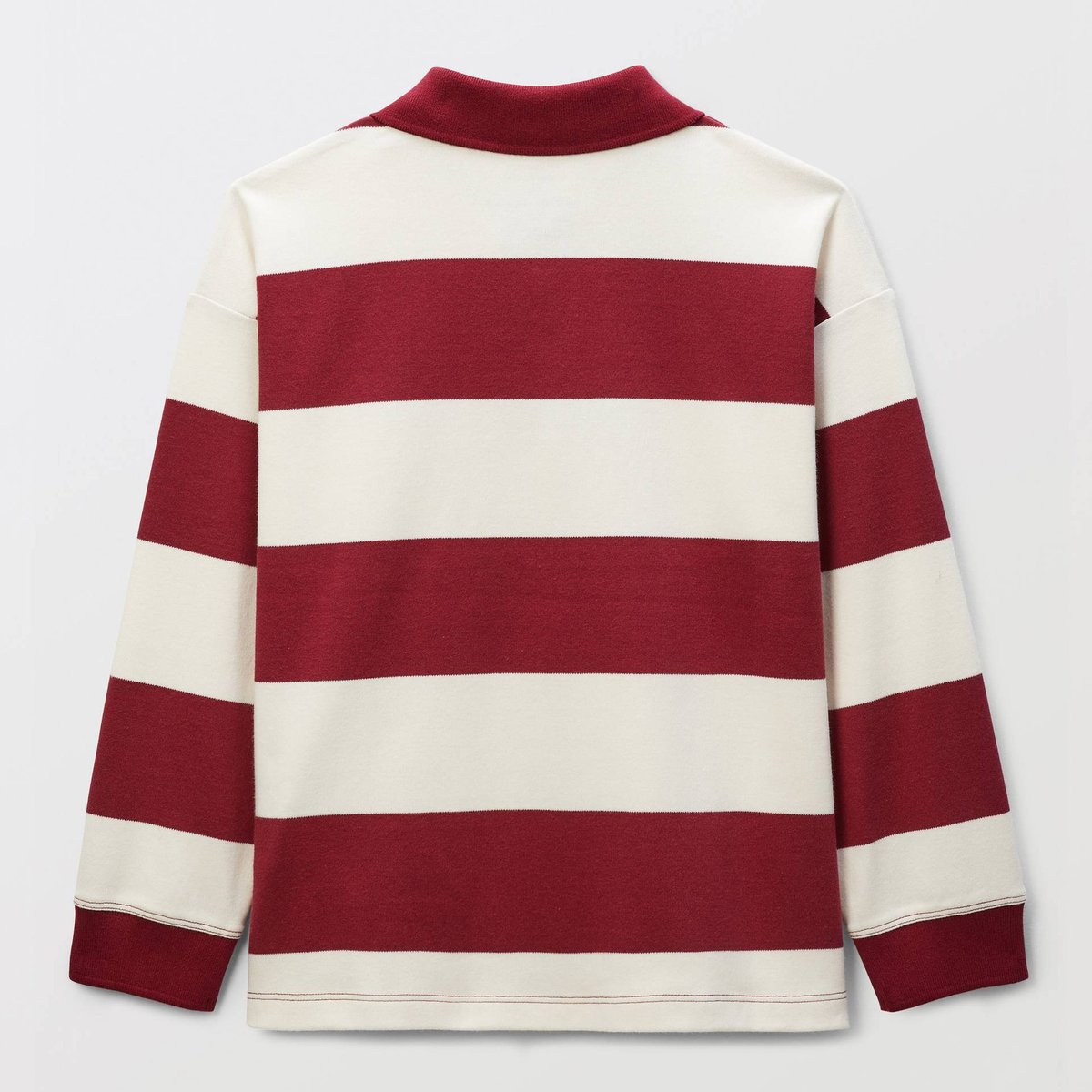 Polo manches longues rayé contenant du coton BIO GOTS bordeaux, MONOPRIX