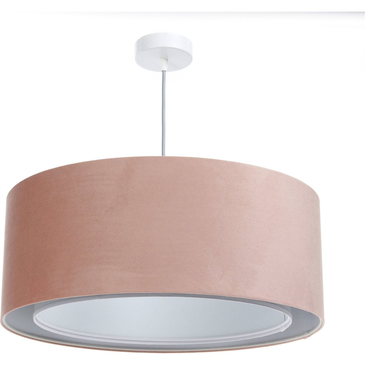 Suspension en velours forme ronde Jasmin bebe rose poudré et gris clair, BPS KONCEPT
