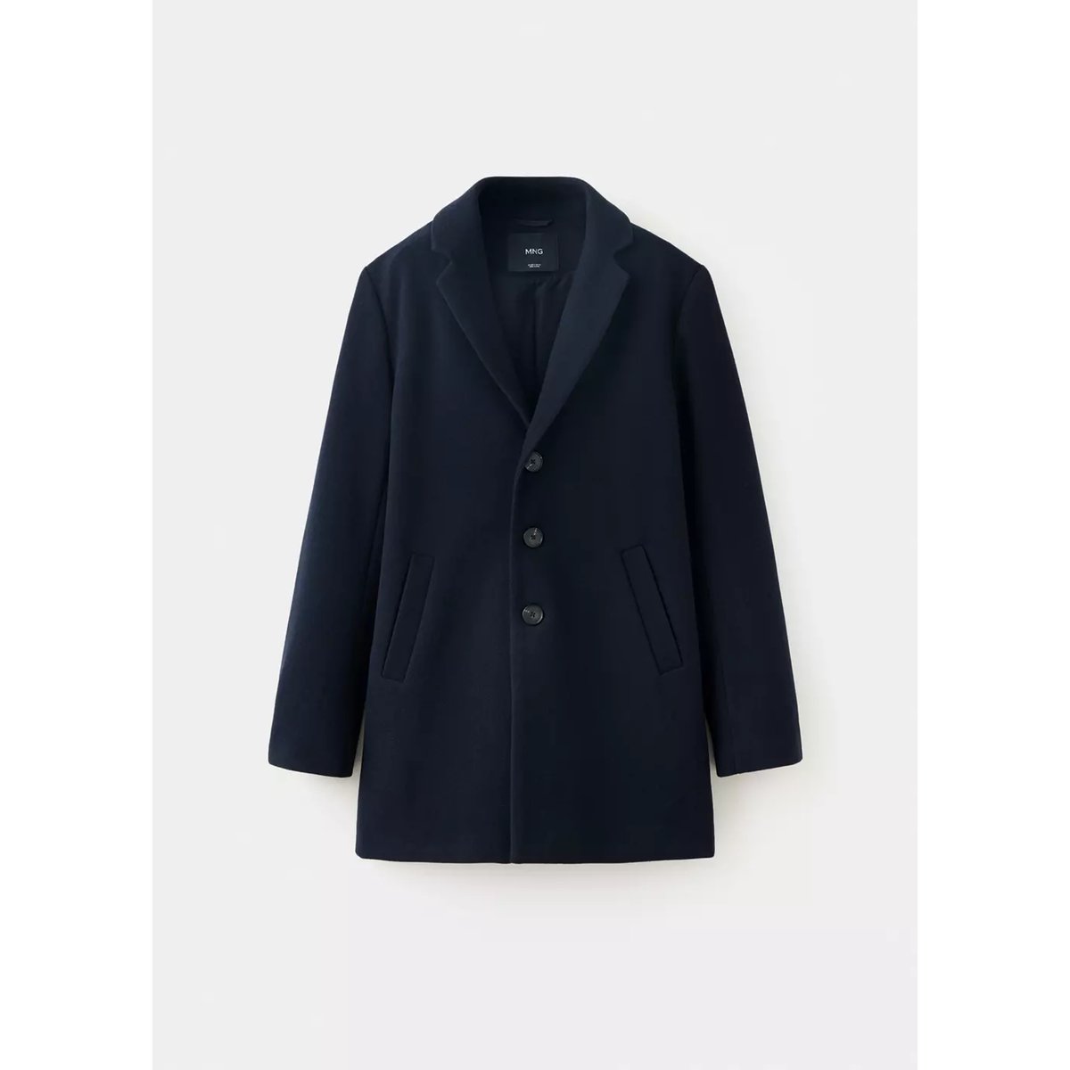 Manteau en drap col à revers bleu marine, MANGO TEEN