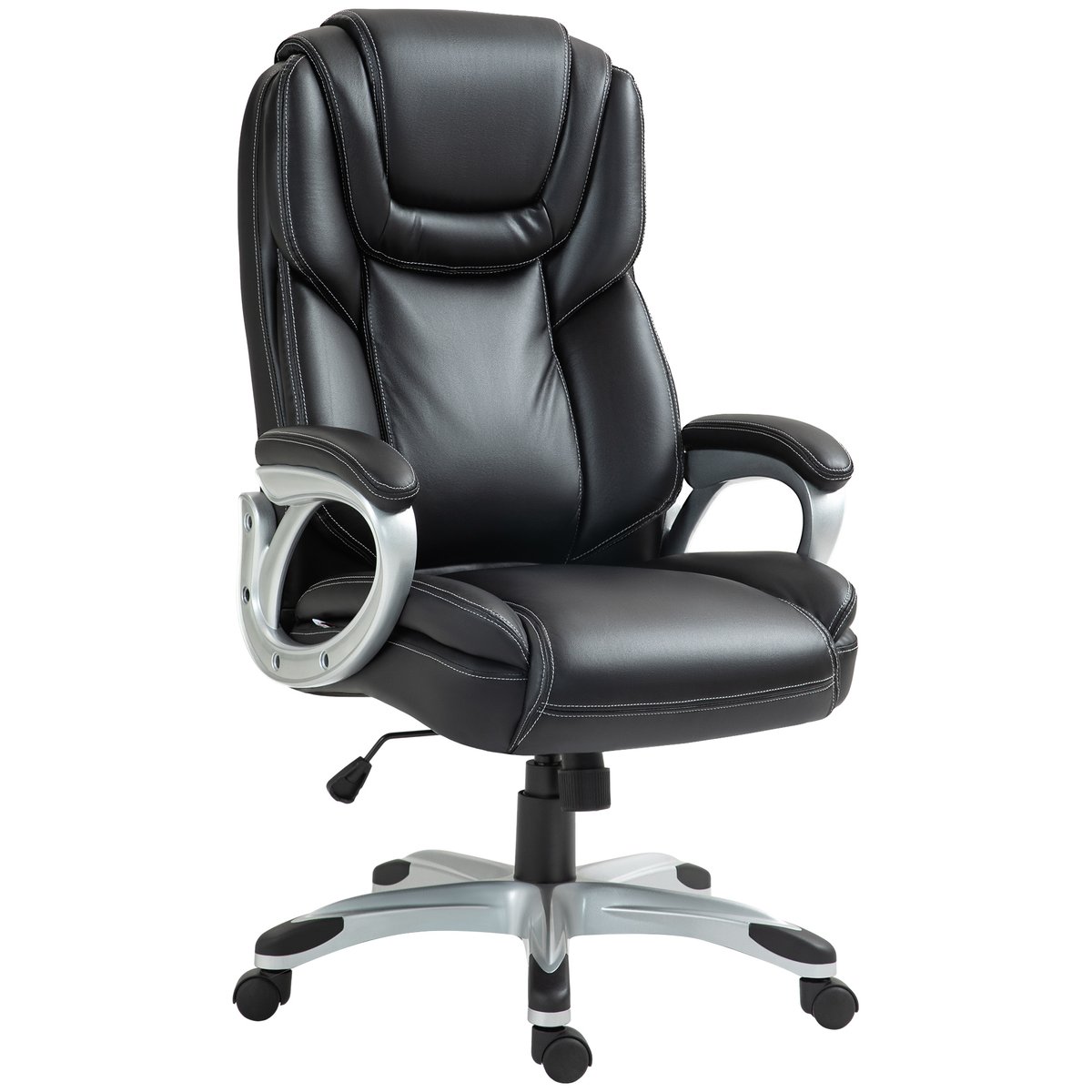 Chaise de bureau Revêtement synthétique Noir noir, HOMCOM