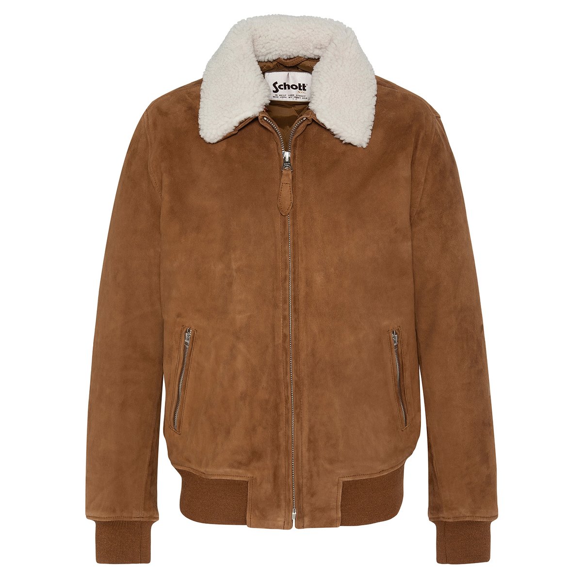 Blouson casual avec col mouton amovible rouille, SCHOTT