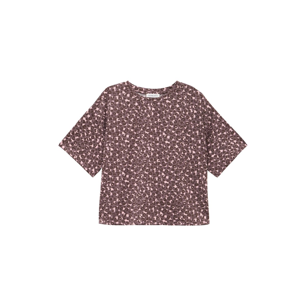 T-shirt col rond manches courtes violet, CACHE CACHE