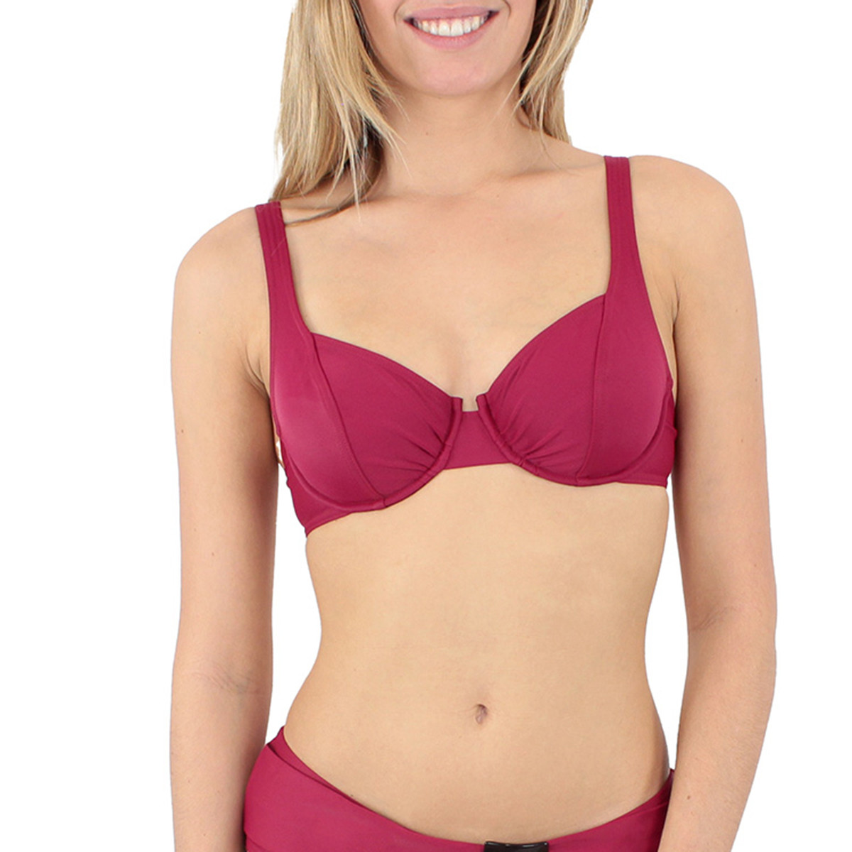 Haut de maillot à armatures FEMME rouge, LAURA BY JANINE ROBIN