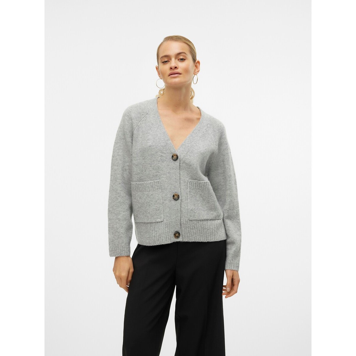 Gilet col V gris, VERO MODA