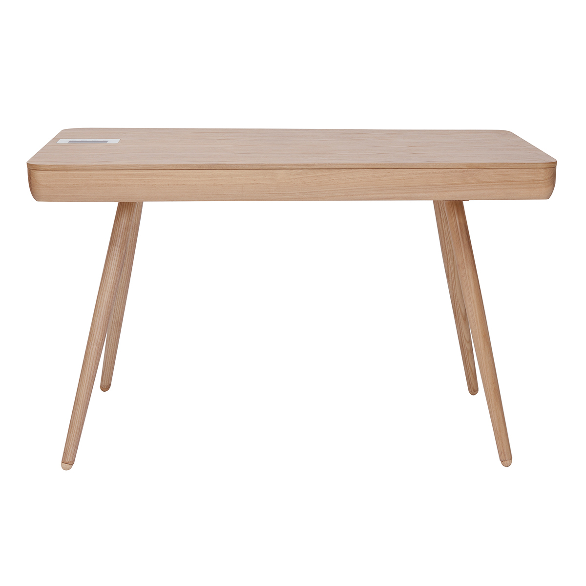 Bureau connecté multimédia avec tiroir bois clair massif L120 cm CLEVER bois clair / blanc, MILIBOO