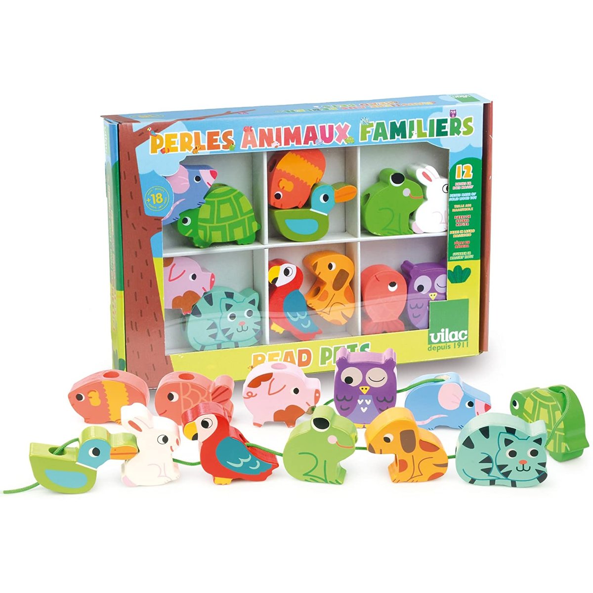 Perles Animaux familiers bleu, VILAC