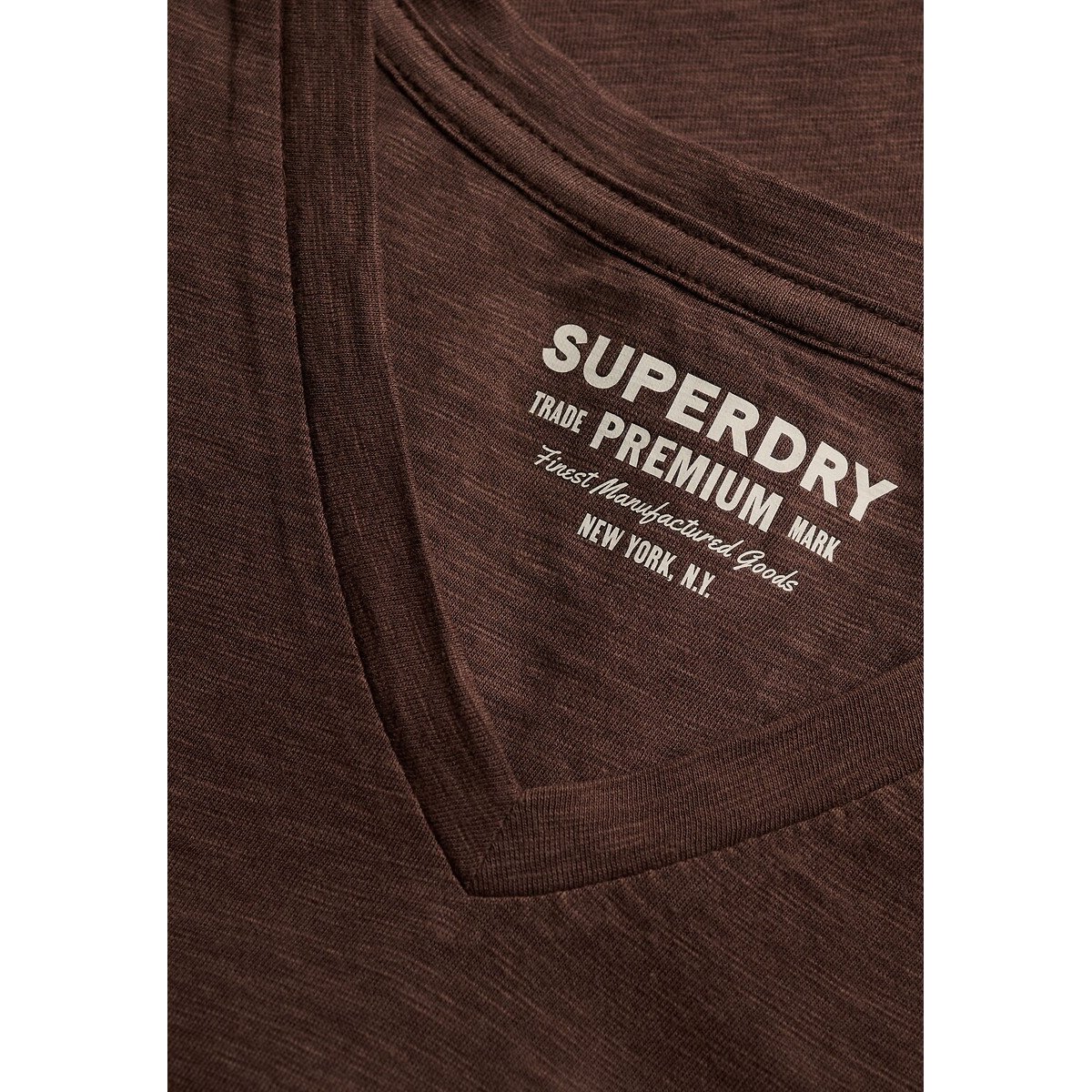 T-shirt brodé marron chocolat, SUPERDRY
