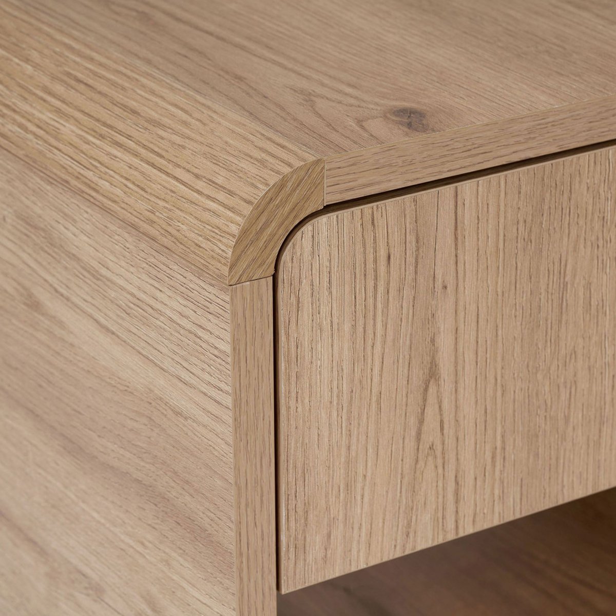 Table de chevet 1 tiroir aux bords arrondis en bois- MILANO bois clair, DRAWER