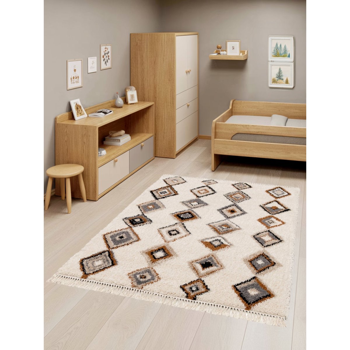 Tapis à franges inspiration bédouine MAZAGAN palette colorée, AFK LIVING