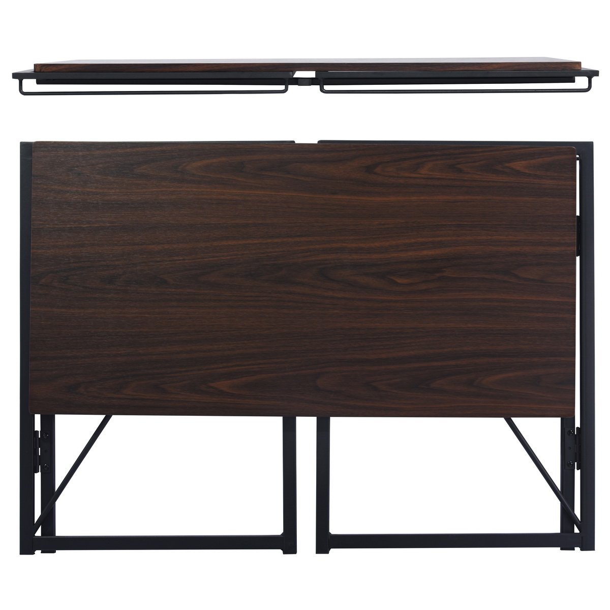 Bureau à piètement pliable industriel, HARPER noyer, MEUBLES COSY