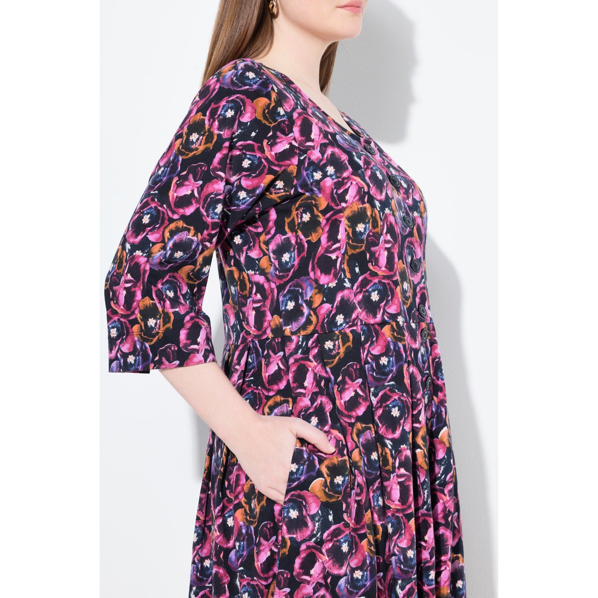 Robe maxi en jersey avec poches violet foncé, ULLA POPKEN