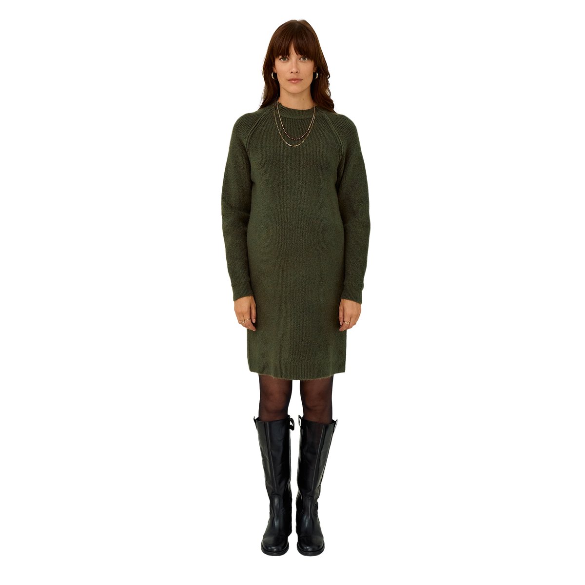 Robe-pull grossesse et allaitement kaki, VERTBAUDET
